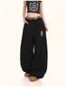 Pantalones Paracaídas con Cordones de Diseño en Capas Americano para Mujer Diseño Hip-Hop Diarios Sueltos Casuales Pantalones de Pierna Ancha Plisados Tendencia