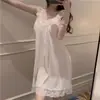 Camisola Estilo Puro Desejo para Mulheres com Sutiã Embutido 2026 Novo Verão Sexy com Renda Roupa de Casa