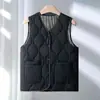 Chaleco Ligero de Algodón Estilo Nuevo 2026 para Mujer, Chaleco Corto sin Cuello Otoño e Invierno, Chaqueta Redonda Talla Grande