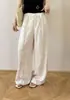 Pantalones de Mujer de Color Sólido Tencel Lino Estilo Old Money, Transpirables, con Caída, con Bolsillos Laterales, Pantalones Casuales, Pantalones Vintage de Pierna Recta de Cintura Alta