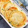 Panquecas de cebolinha, panquecas puxadas à mão, comida de café da manhã da velha Xangai, produtos semiacabados, panquecas de cebolinha em camadas, atacado em pacote familiar
