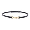 Cinto de fivela de ferradura feminino de duas camadas de couro de vaca com decoração de saia cinto fino Retro All-match Fashion Belt Mulheres