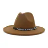 Nuevo sombrero de lana para hombre y mujer sombrero de ala ancha sombrero de ala plana de moda otoño e invierno Clásico británico Sombrero Jazz MNDJS246