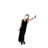[En stock] MS Paper Vest Falda Mujer Verano Nuevo Cuello en U Tirantes Anchos Vestido Negro