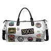 Bolsa de Viagem Couro PU Portátil para Viagem de Negócios Bolsa de Bagagem Transversal Esportiva Bolsa de Mão com Rebite Emblema Bolsa de Academia