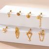 Henson borla cadena mariposa uña hueso de la oreja acero inoxidable varilla delgada micro incrustado circonita doble cabeza bola retorcida uña de oreja aretes piercing