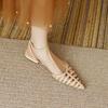 Yingmeier Nicho Personalizado Retro Sandalias Romanas 2025 Verano Negro Hueco Zapatos de Mujer Punta Puntiaguda Tacón Plano Zapatos de Punta