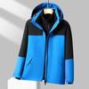 Chaqueta de exterior con bordado de logotipo personalizado, resistente al viento, impermeable, tres en uno, desmontable, con estampado de abrigo grueso