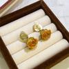 Diseño Súper Inmortal Estilo Bosque Sentido del Diseño Pendientes de Flor para Mujer Vida Eterna Pendientes de Rosa Seca Temperamento Cálido Clip para Oreja sin Agujeros