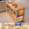 Mesa de Cozinha, Mesa de Preparo e Corte de Alimentos, Mesa Longa Retangular, Mesa Pequena, Prateleira de Armazenamento para Micro-ondas Multifuncional de Camada Dupla