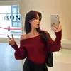 Suéter de punto de un hombro, maduro y elegante, estilo francés, para primavera, otoño e invierno, con una sensación relajada y seductora, camiseta básica de moda para mujer