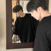 Ge Hua vinho de linho vermelho algodão T-shirt dos homens ootd desgaste manga curta moda marca tendência solta americano high street sete pontos