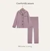 Pijamas para Padres e Hijos, Estilo Primavera y Otoño, Algodón Puro, Cárdigan de Manga Larga, Cuello Camisero, Niños y Niñas, Estilo Coreano, Algodón, Ropa de Casa de Color Sólido