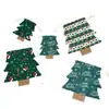 Bolsa con cordón impresa en forma de árbol de Navidad, adornos navideños, decoraciones para ambiente de fiesta en ventana, decoraciones navideñas
