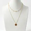 Cadena de Perlas Oceánicas de Venta Caliente Transfronteriza Europea y Americana Cadena para Clavícula de Mujer Colgante de Estrella de Mar y Concha Collar Multicapa Apilable Venta al por Mayor
