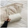 Bolso de Cilindro de Comercio Exterior Color Sólido Popular Bolso de Axila Diseño de Nicho Bolso para Mujer plata Bolso de Hombro Cruzado de Cuero Suave Bolsos