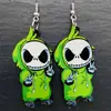 Pendientes en Y de Halloween Transfronterizos Nochebuena Pesadilla Calavera Personaje de Terror Pendientes Acrílicos Venta Directa de Fábrica