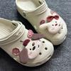 Sapato Lindo de Desenho Animado Coelho da Floresta e Filhote para Outono e Inverno com Fivelas Florais para Sapatos Adequado para Tamancos Decoração de Acessório para Parte Superior de Sapato de Pelúcia