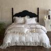 Verano Francés Juego de Edredón de Cuatro Piezas de Tencel de Doble Cara de 60 Hilos Estampado Floral Fresco y Sedoso Ropa de Cama para Cama de 1.8m