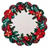 Corona de Navidad Posavasos Redondo Borde Ondulado Decoración de Mesa Festiva Almohadilla Aislante Térmico Transfronterizo 35cm