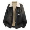 Outono Plus Veludo Inverno Novo Estilo Plus Veludo Veludo Cotelê Gola Jaqueta Moda Masculina Versátil Tendência Roupas de Algodão Roupa Externa Masculina Quente