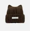 Chapéu Outono e Inverno Orelhas de Gato Fofas Feminino Estilo Coreano High-End Quente Proteção para Ouvidos Mostra Rosto Pequeno Tricô Lã Chapéu para Frio