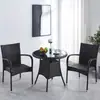 Juego de Tres Piezas de Silla de Ratán para Ocio en Casa Balcón Mesa de Té Individual Combinación Simple de Silla de Ratán Mesa de Café con Silla de Respaldo