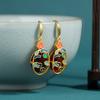 Original Retro Nacional Moda Nova Cor Esmalte Chinês Xiangyun Método Antigo Brincos de Ouro Feminino Estilo Nacional Design de Nicho Brincos Combinados
