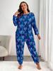 Conjunto de Ropa de Casa de Manga Larga para Mujer Talla Grande, Elástico, Imitación de Algodón, con Diseño de Corazón, Estilo Otoñal Transfronterizo Europeo y Americano, que se Puede Usar Afuera como Pijama