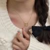 Collar de mariposa de aguamarina en plata esterlina S925 para mujer, combinable a diario, de nicho sin color, de alta gama, ligero y de lujo, nueva cadena de clavícula.