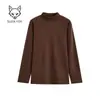 Camiseta básica confortável e quente para outono e inverno, top versátil de cor sólida para uso profissional e diário, masculina de veludo alemão dupla face com gola alta e mangas compridas