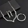 Venta caliente 2024 collar de joyería de novia pendientes pulsera al por mayor traje europeo y americano cadena de garra de pedrería traje de joyería al por mayor