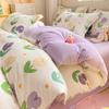Conjunto de Cama Quatro Peças Veludo Leite Veludo Coral Outono e Inverno 2024 Novo Enxoval Capa de Edredom Lençóis Veludo Espessado Conjunto Três Peças