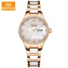 Reloj mecánico minimalista suizo para mujer, reloj de lujo ligero de alta gama transfronterizo con un toque de sofisticación, reloj de mujer con calendario dual.