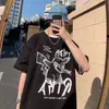 Nova Camiseta Masculina de Manga Curta 2025 Marca Tendência Manga Três Quartos Solta Camiseta de Verão para Homem Celebridade da Internet Moda Top Simples Estampado