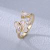 Anillo de Flor de Zirconia Perla Elegante Minsheng para Mujer Exquisito Celebridad de Internet Versátil Apertura Anillo Ajustable para Dedo Índice