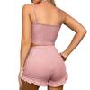 Nuevo Conjunto de Pijama con Estampado de Pestañas Europeo y Americano de Comercio Exterior Transfronterizo Camisola de Cuello en V y Shorts Pijama para Mujer Transfronterizo