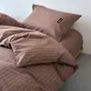 Juego de Ropa de Cama de Algodón de Color Sólido de Cuatro Piezas Estilo Simple para Negocios, Funda de Edredón Individual, Sábana para Dormir sin Ropa, Funda de Edredón, Juego de Tres Piezas para Dormitorio