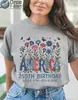 Transfronterizo [Talla europea] Nuevo modelo 2026 Aniversario 250 del Día de la Independencia de América Camiseta floral de manga corta para mujer