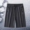 Pantalones Cortos de Verano 2025 Estilo Nuevo Casual Deportivos Delgados de Secado Rápido Seda de Hielo Pantalones de Cinco Puntos para Hombre Pantalones de Cremallera de Longitud Media para Hombre