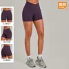 Shorts de yoga transfronterizos sin costuras de cintura alta con cinturilla cruzada, pantalones de yoga ajustados para correr y ciclismo al aire libre 9355