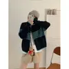 Estilo Coreano Estilo Retro Francés Suave y Ceroso Grueso Color Contrastante Cuello Solapa Estilo Perezoso Suéter Jersey de Manga Larga Otoño e Invierno 2025