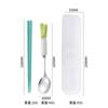 Vajilla portátil de acero inoxidable con dibujos animados de cerámica, cucharas y palillos, ideal para estudiantes, estilo Ins, caja de almacenamiento para exteriores.
