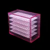 Caja de Almacenamiento de Extensiones de Pestañas Acrílica de 5 Capas, Caja de Almacenamiento con Forma de Flor de Camelia, Caja de Almacenamiento de Escritorio para Extensiones de Pestañas Individuales