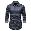 Camisa a cuadros de manga larga para hombre para primavera y otoño, con estampado digital, comercio exterior transfronterizo, top casual de negocios para hombre