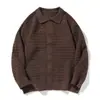 Suéter Cárdigan de Cuello Alto de Tres Colores Ultra Grueso para Adolescentes con Botones Maillard Holgado Casual Versátil de Manga Larga Chaqueta de Punto
