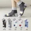 Meias para Homens, Estilo Esportivo para Primavera e Outono, Meias de Cano Médio, Absorventes de Suor, Respiráveis, Meias Listradas Coloridas, Meias de Cano Médio para Outono e Inverno, Atacado