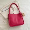 Textura de cor sólida all-match ins shoulder bag feminina 2024 primavera nova elegante simples saco axilar tote bag moda
