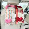 Caja de pañuelos para coche creativa, caja de papel tejida con bonito diseño de amor en jacquard, bolsa colgante para pañuelos de coche, caja de papel para coche