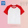 Camiseta Raglan de Manga Curta 180g Penteada CVC Personalizada para Crianças Uniforme de Classe Uniforme de Grupo Impressão Personalizada Pai-Filho Logo Imagem
